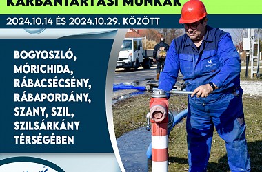 Karbantartási munkák Bogyoszló, Mórichida, Rábacsécsény, Rábapordány, Szany, Szil, Szilsárkány térségében